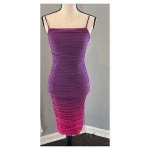 NWOT Dress the Population Ombré Ruched Dressed